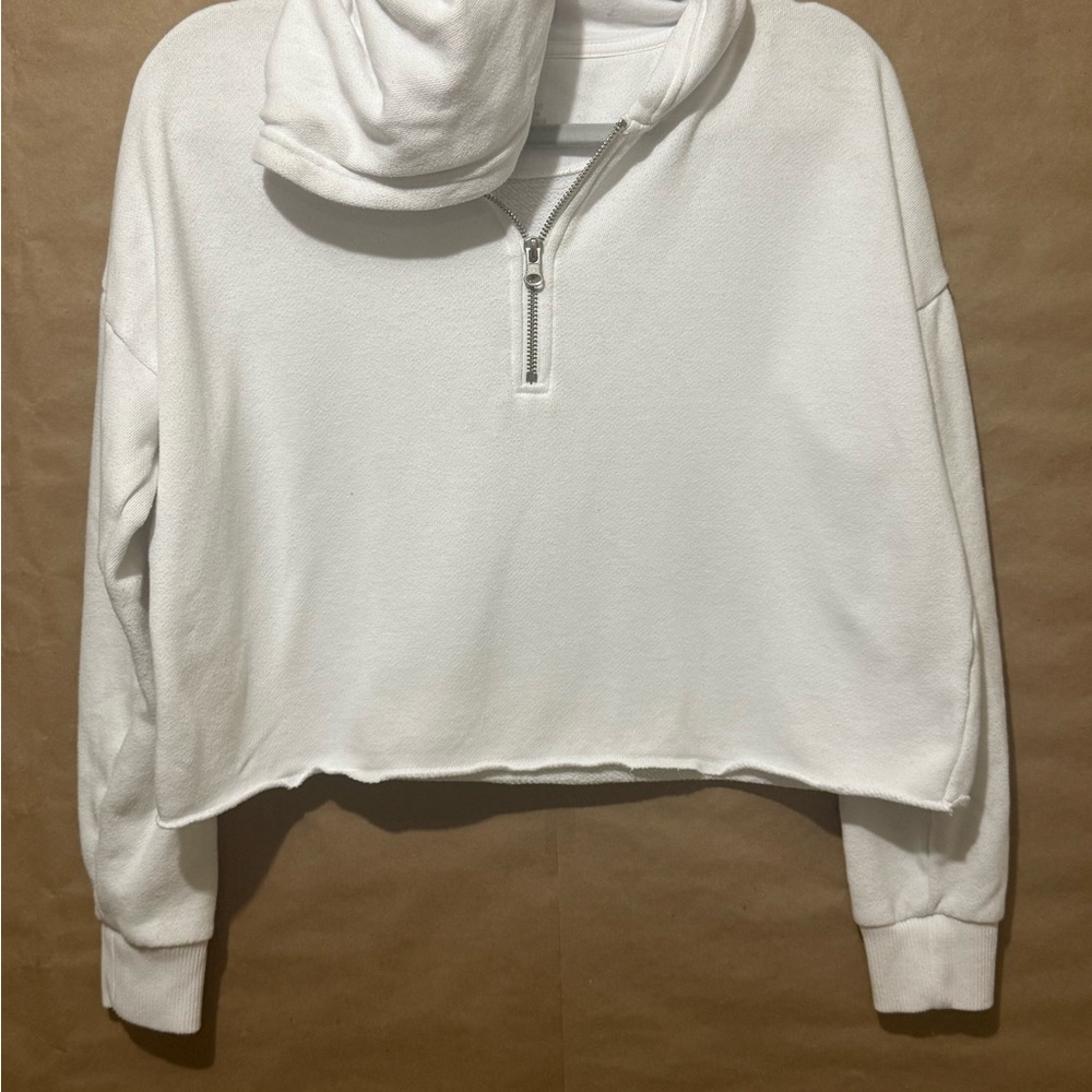 Aerie White Crop Top Hoodie